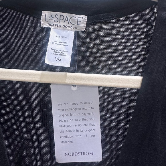 L*Space Costa Nova Knot‑Front V‑Neck Mini Cover‑Up Black L NWT (Tiny Pull Flaw) - Picture 7 of 10